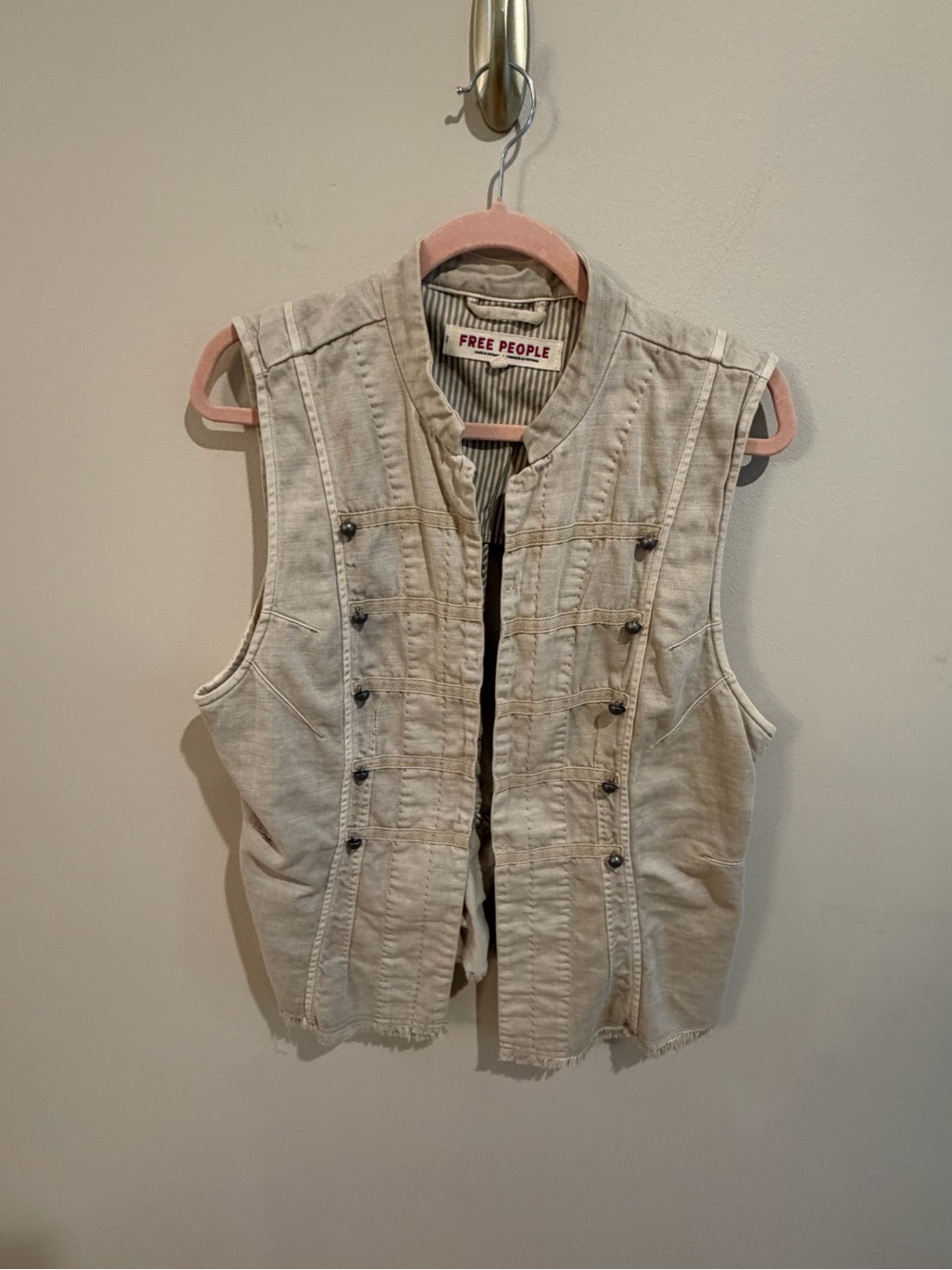 Free People Cream Military-Inspired Sleeveless Vest